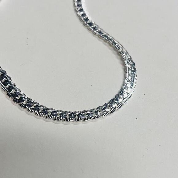 Y2K Vintage Silver Flat Chain Necklace Unisex 20" Streetwear Jewelry New - Picture 4 of 10